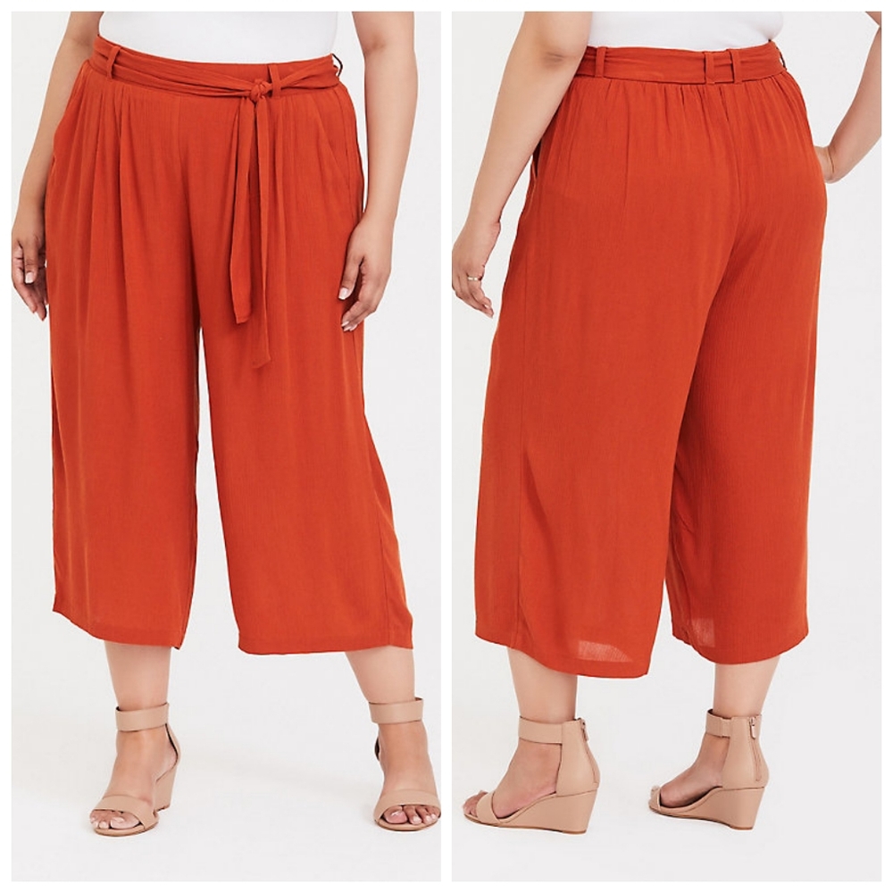 Torrid Terracotta Gauze Tie Front Wide Leg Pant